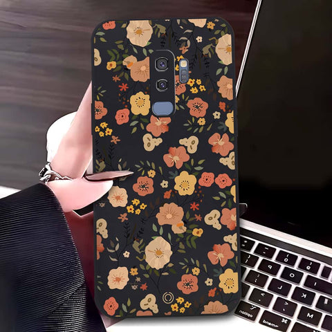 Samsung Galaxy S9 Plus Cover - Black - D3 - ONation Floral Series - HQ Liquid Silicone Soft Case