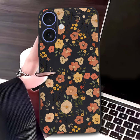 iPhone 16 Cover - Black - D3 - ONation Floral Series - HQ Liquid Silicone Soft Case