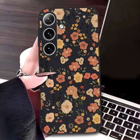 Samsung Galaxy A16 Cover - Black - D3 - ONation Floral Series - HQ Liquid Silicone Soft Case