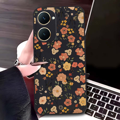 Vivo Y03 Cover - Black - D3 - ONation Floral Series - HQ Liquid Silicone Soft Case