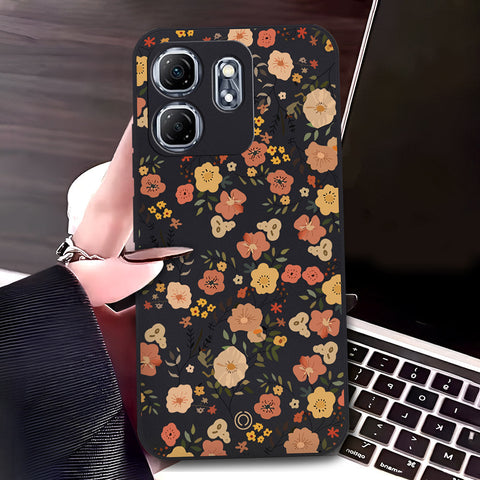 Infinix Hot 50i Cover - Black - D3 - ONation Floral Series - HQ Liquid Silicone Soft Case