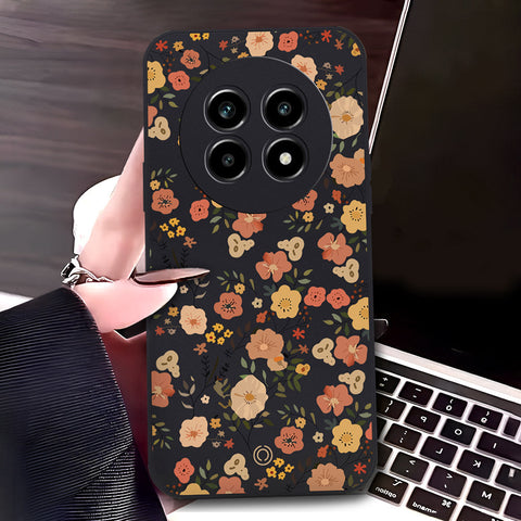 Realme 13 Pro Plus Cover - Black - D3 - ONation Floral Series - HQ Liquid Silicone Soft Case