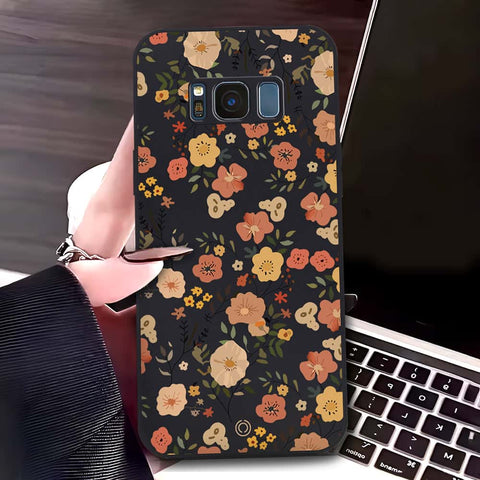 Samsung Galaxy S8 Cover - Black - D3 - ONation Floral Series - HQ Liquid Silicone Soft Case