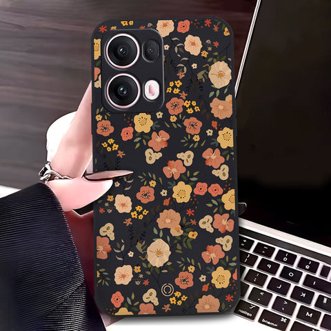 Oppo Reno 13 Pro Cover - Black - D3 - ONation Floral Series - HQ Liquid Silicone Soft Case