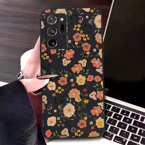 Samsung Galaxy Note 20 Ultra Cover - Black - D3 - ONation Floral Series - HQ Liquid Silicone Soft Case