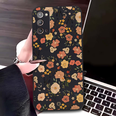 Samsung Galaxy Note 20 Cover - Black - D3 - ONation Floral Series - HQ Liquid Silicone Soft Case