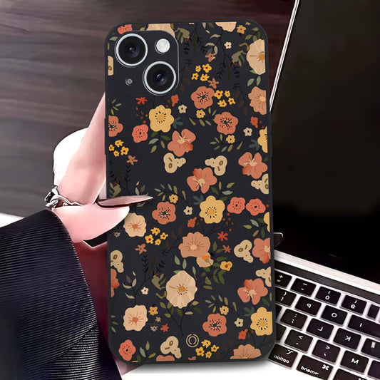 iPhone 15 Cover - Black - D3 - ONation Floral Series - HQ Liquid Silicone Soft Case