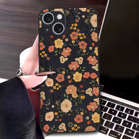 iPhone 15 Cover - Black - D3 - ONation Floral Series - HQ Liquid Silicone Soft Case
