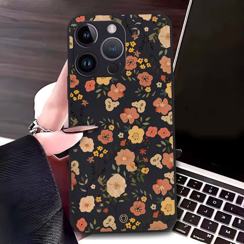 iPhone 14 Pro Max Cover - Black - D3 - ONation Floral Series - HQ Liquid Silicone Soft Case