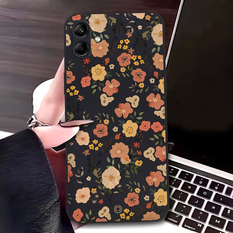 Samsung Galaxy A04 Cover - Black - D3 - ONation Floral Series - HQ Liquid Silicone Soft Case