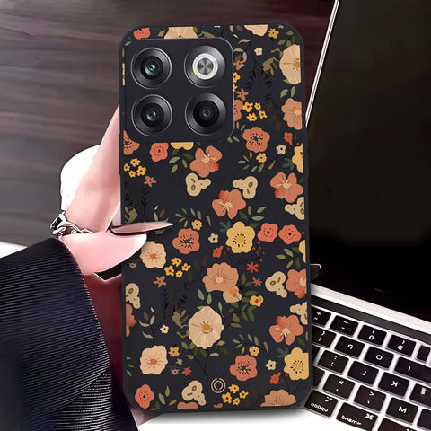 OnePlus Ace Pro Cover - Black - D3 - ONation Floral Series - HQ Liquid Silicone Soft Case