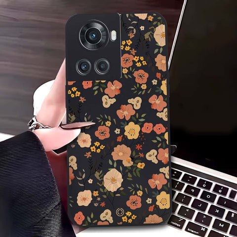 OnePlus Ace Cover - Black - D3 - ONation Floral Series - HQ Liquid Silicone Soft Case