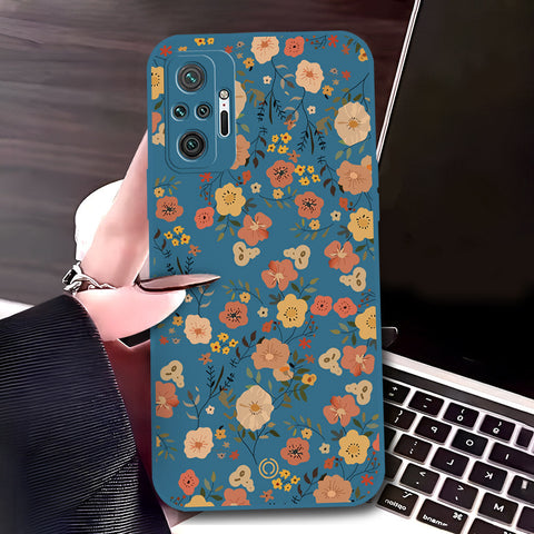 Xiaomi Redmi Note 10 Pro Max Cover - Blue - D3 - ONation Floral Series - HQ Liquid Silicone Soft Case