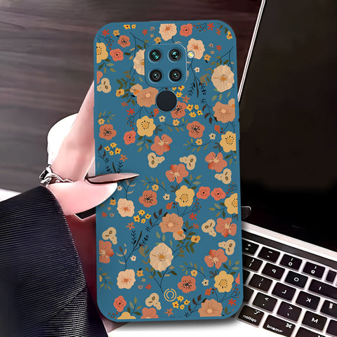 Xiaomi Redmi Note 9 Cover - Blue - D3 - ONation Floral Series - HQ Liquid Silicone Soft Case