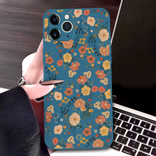iPhone 11 Pro Cover - Blue - D3 - ONation Floral Series - HQ Liquid Silicone Soft Case