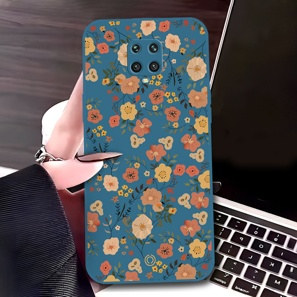 Xiaomi Poco M2 Pro Cover - Blue - D3 - ONation Floral Series - HQ Liquid Silicone Soft Case