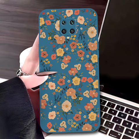 Xiaomi Poco M2 Pro Cover - Blue - D3 - ONation Floral Series - HQ Liquid Silicone Soft Case