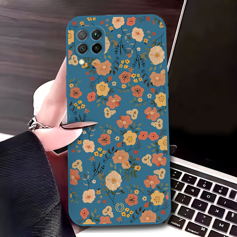 Huawei P40 Lite 5G Cover - Blue - D3 - ONation Floral Series - HQ Liquid Silicone Soft Case