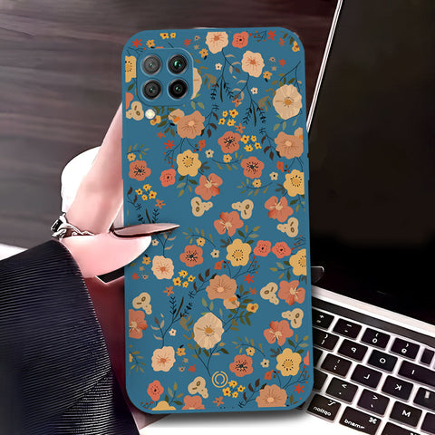 Huawei Nova 6 SE Cover - Blue - D3 - ONation Floral Series - HQ Liquid Silicone Soft Case