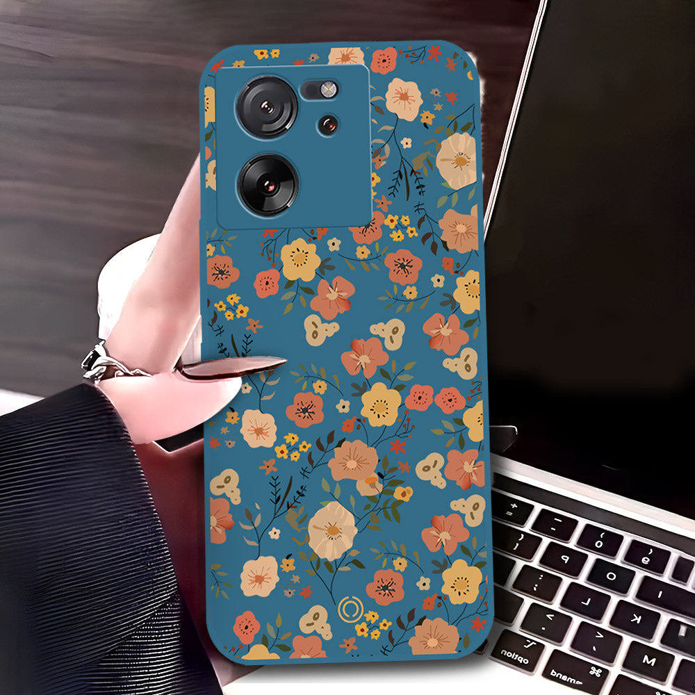 Xiaomi Redmi K60 Ultra Cover - Blue - D3 - ONation Floral Series - HQ Liquid Silicone Soft Case