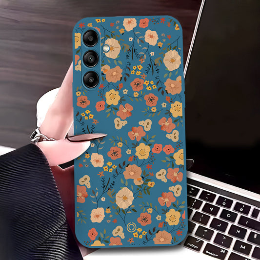 Samsung Galaxy A54 5G Cover - Blue - D3 - ONation Floral Series - HQ Liquid Silicone Soft Case