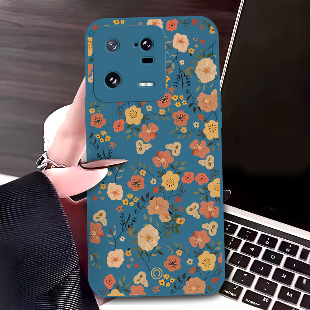 Xiaomi 13 Pro Cover - Blue - D3 - ONation Floral Series - HQ Liquid Silicone Soft Case