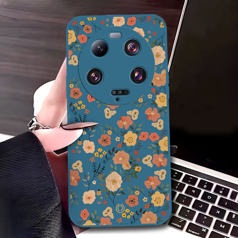 Xiaomi 13 Ultra Cover - Blue - D3 - ONation Floral Series - HQ Liquid Silicone Soft Case