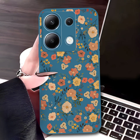 Xiaomi Redmi Note 13 Pro 4G Cover - Blue - D3 - ONation Floral Series - HQ Liquid Silicone Soft Case