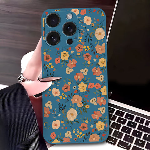 iPhone 16 Pro Max Cover - Blue - D3 - ONation Floral Series - HQ Liquid Silicone Soft Case