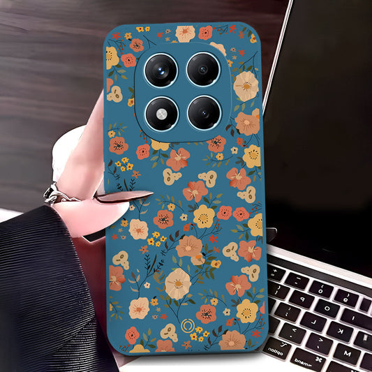 Xiaomi Redmi Note 14 Pro 4G Cover - Blue - D3 - ONation Floral Series - HQ Liquid Silicone Soft Case