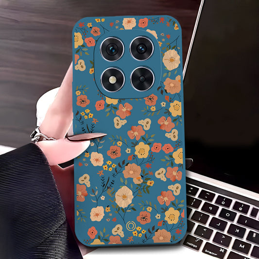 Xiaomi Redmi Note 14 Pro Plus 5G Cover - Blue - D3 - ONation Floral Series - HQ Liquid Silicone Soft Case