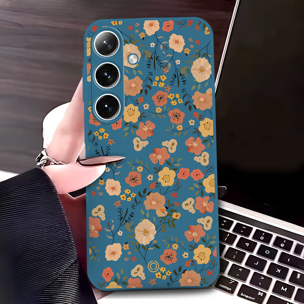 Samsung Galaxy A16 5G Cover - Blue - D3 - ONation Floral Series - HQ Liquid Silicone Soft Case