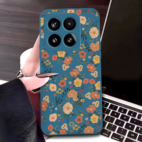 Xiaomi 15 Cover - Blue - D3 - ONation Floral Series - HQ Liquid Silicone Soft Case