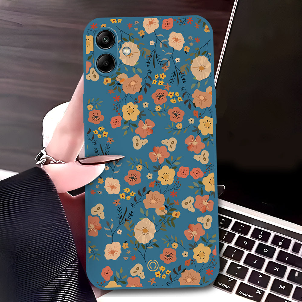 Samsung Galaxy M13 5G Cover - Blue - D3 - ONation Floral Series - HQ Liquid Silicone Soft Case