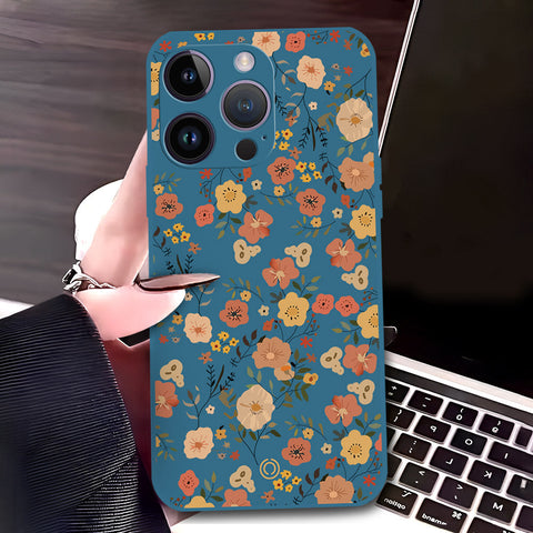 iPhone 14 Plus Cover - Blue - D3 - ONation Floral Series - HQ Liquid Silicone Soft Case