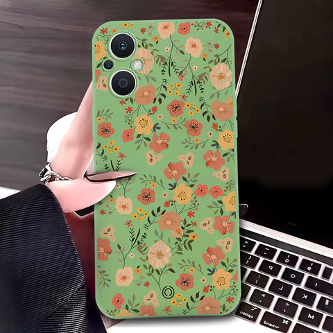 Oppo Reno7 Z 5G Cover - Light Green - D3 - ONation Floral Series - HQ Liquid Silicone Soft Case