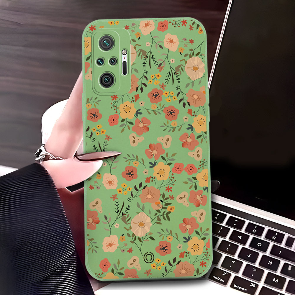 Xiaomi Redmi Note 10 Pro Max Cover - Light Green - D3 - ONation Floral Series - HQ Liquid Silicone Soft Case
