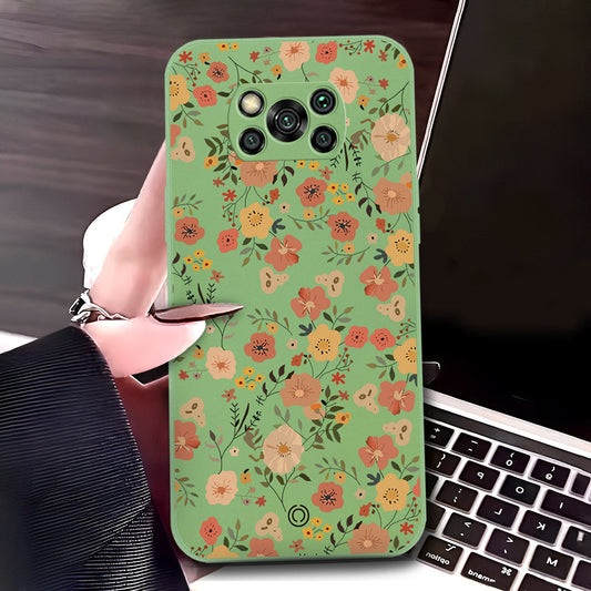 Xiaomi Poco X3 Pro Cover - Light Green - D3 - ONation Floral Series - HQ Liquid Silicone Soft Case