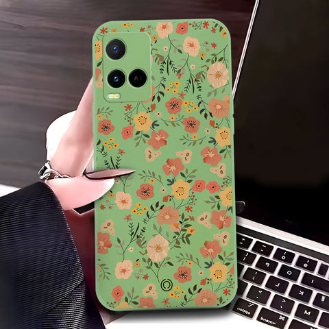 Vivo Y21e Cover - Light Green - D3 - ONation Floral Series - HQ Liquid Silicone Soft Case