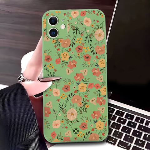 iPhone 11 Cover - Light Green - D3 - ONation Floral Series - HQ Liquid Silicone Soft Case