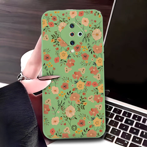 Vivo Y9s Cover - Light Green - D3 - ONation Floral Series - HQ Liquid Silicone Soft Case