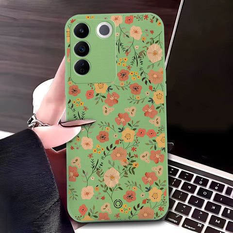 Vivo S16e Cover - Light Green - D3 - ONation Floral Series - HQ Liquid Silicone Soft Case