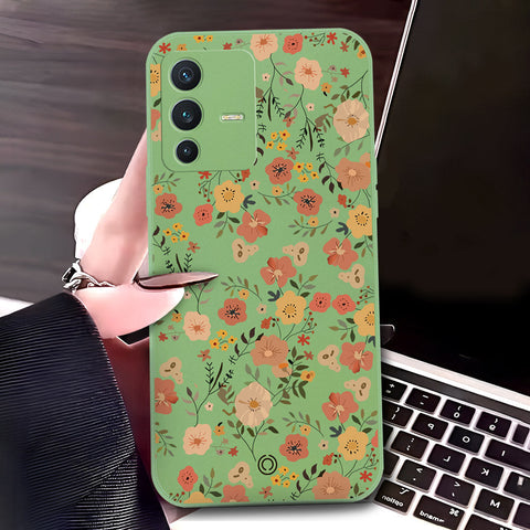 Vivo S12 Cover - Light Green - D3 - ONation Floral Series - HQ Liquid Silicone Soft Case