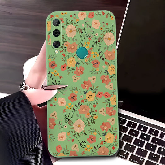 Huawei Y9 Prime 2019 Cover - Light Green - D3 - ONation Floral Series - HQ Liquid Silicone Soft Case