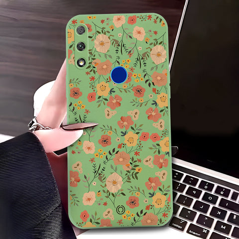 Honor 9X Cover - Light Green - D3 - ONation Floral Series - HQ Liquid Silicone Soft Case