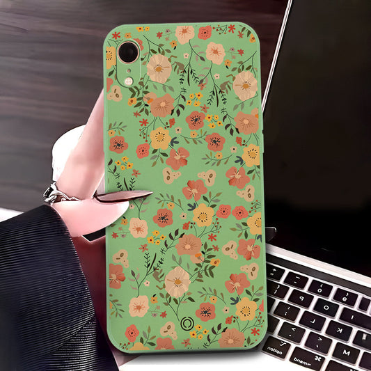 iPhone XR Cover - Light Green - D3 - ONation Floral Series - HQ Liquid Silicone Soft Case