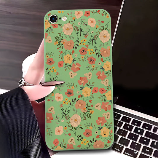 Oppo A32 Cover - Light Green - D3 - ONation Floral Series - HQ Liquid Silicone Soft Case