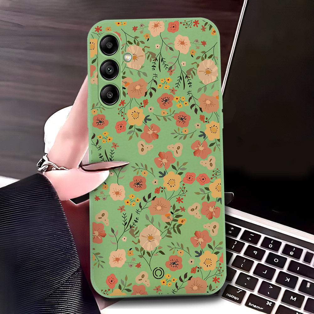 Samsung Galaxy A54 Cover - Light Green - D3 - ONation Floral Series - HQ Liquid Silicone Soft Case (Fast Delivery)