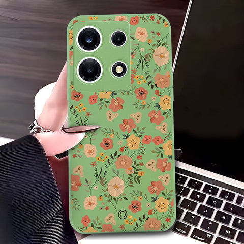Infinix Note 30 Pro Cover - Light Green - D3 - ONation Floral Series - HQ Liquid Silicone Soft Case
