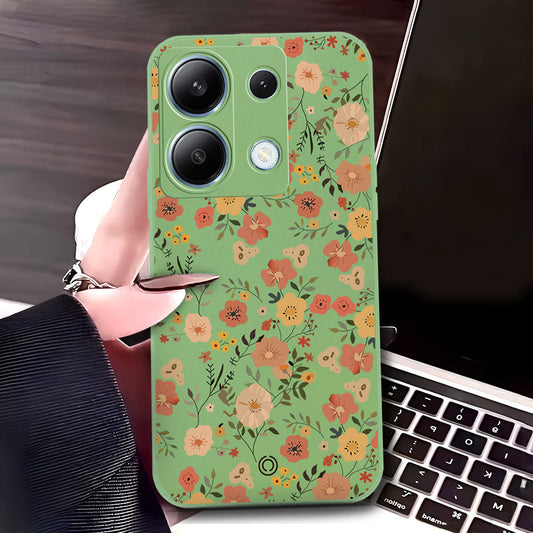 Xiaomi Redmi Note 13 Pro Plus 5G  Cover - Light Green - D3 - ONation Floral Series - HQ Liquid Silicone Soft Case